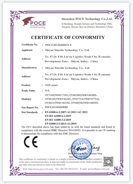 China Shiyan Xinyida Technology Co., Ltd. certification